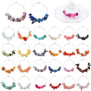 프라이드 파 24개 자연 보석 구슬 스템 안경 결혼식 와인잔 장식 파티 파티용