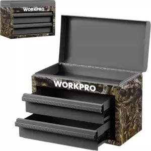 워크프로 금속 미니 공구 상자 볼 베어링 슬라이드가 있는 서랍 2개 PVC 라이너 및 PP 발 패드가 포함된