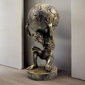 FUNSXBUG 11인치 대형 아틀라스 개최 세계 그리스 신상 조각 수집품 피규어 홈 데코 거실 데스크탑 브론즈