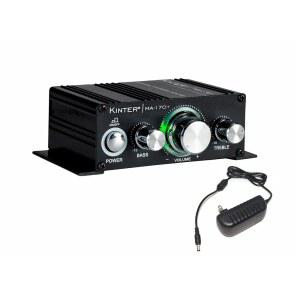 킨터 MA170 2채널 오토 홈 사이클 아케이드 DIY 2 x 18W 미니 베이스 트레블 RCA 입력 오디오 12V 3A 전원 공급 장치 블랙