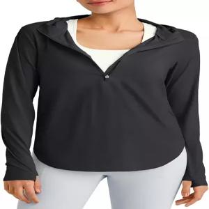 G4F 프리 라이트브리즈 여성 UPF 50+ 선 셔츠와 후드 긴팔 운동 상의 하프 지퍼 래쉬가드 하이킹 낚시