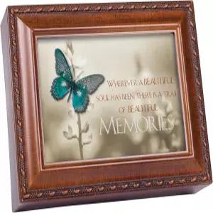 아름다운 추억의 코티지 가든 트레일 우드그레인 로프 트림 유품 음악 상자 재생 에델바이스