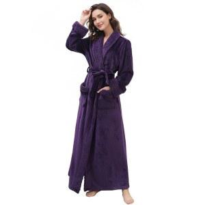 아트패션 여성 롱 플리스 로브 겨울용 따뜻하고 부드러운 바닥 길이 플란넬 목욕 가운 주머니가 있는 두꺼운 하우스 코트