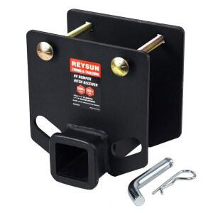 REYSUN 트레일러 히치 863803 RV 범퍼 리시버 어댑터, 2인치 리시버, 4인치 정사각형 리어 범퍼, 핀 키트 포함