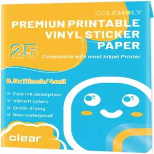 콜모리 스티커 종이 투명 인쇄 가능한 비닐 잉크젯 프린터25 건식 퀵 시트 8.5 u2019 u2019x11 및 라벨