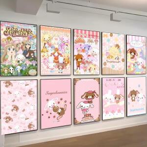 S_sugarbunnies Anime Kawaii 영화 스티커 포스터 빈티지 룸 홈 바 카페 장식 그림