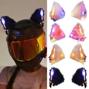 LED 빛 플러시 모토 크로스 헬멧 전체 얼굴 오프로드 장식과 2Pcs 바이크 오토바이 고양이 귀