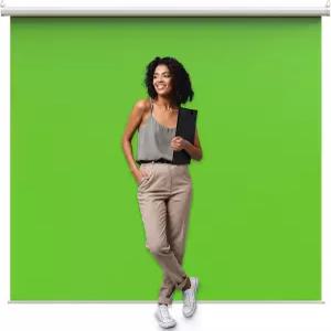 와이드 스타일 KHOMO 기어 그린 스크린 84 x 인치 초대형 풀다운 프로젝터 배경 휴대용 접이식