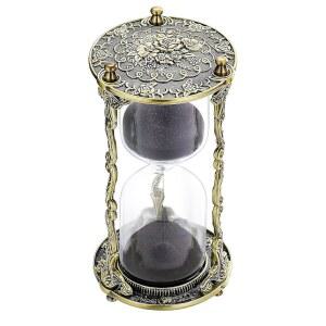 수리아오 모래시계 60분, 60분 만다라 로즈 & 판화 황동 모래시계, 메탈 아이언 블랙 앤티크 릴로지 드 , 선물 사무실 책상 장식용 1시간 유리