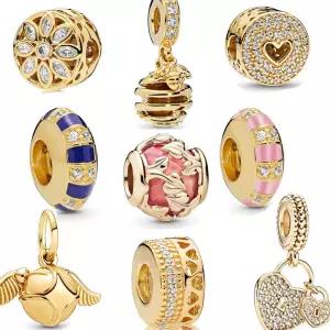 여성 큐빅 지르코니아 당글 펜던트 주얼리 비즈 세트용 9팩 실버 참 여성용 팔찌 및 목걸이용