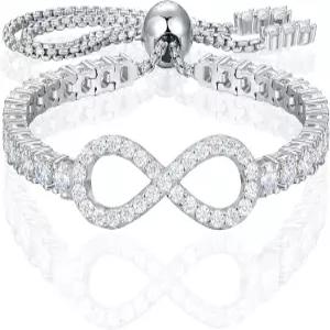 여성용 EEmeraking Moissanite 테니스 팔찌 S925 스털링 실버 인피니티 3MM 너비 18K 금 도금 화이트 골드