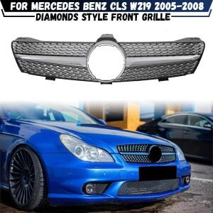 메르세데스 벤츠 CLS W219 CLS350 2005 튜닝 후드 메쉬 그리드 용 다이아몬드 스타일 앞 범퍼 그릴