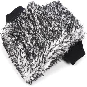 미쿠파 극세사 세차 장갑 홈 청소용 양면 초흡수 스크래치 프리 프리미엄 블렌드 장갑블랙 2팩 11인치 x