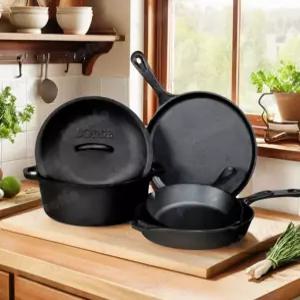 롯지 콤보 쿠커 무쇠팬 27CM 뚜껑) 5세트(후라이팬 3 냄비