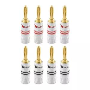 나카미치 엑셀 시리즈 24k 금도금 바나나 플러그 12 AWG 스피커 앰프 하이파이 AV 리시버 스테레오 홈