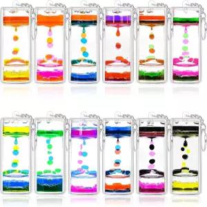 OCTTN 다이내믹 리퀴드 타이머 키 체인 세트 컬러풀 모션 버블러 타임키퍼 모래시계