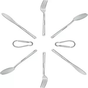 아웃도어저커 2세트 캠핑용품 및 실버웨어 초경량 4인 2인용 스푼 포크 나이프 콤보 세트 야외 요리 식사로