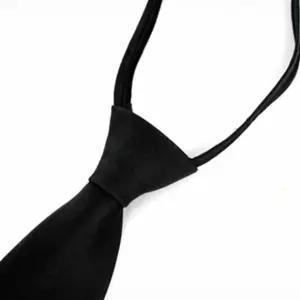 남성 지퍼 자동 넥타이 캐주얼 정장용 원터치 이지 타이 슬림 블랙