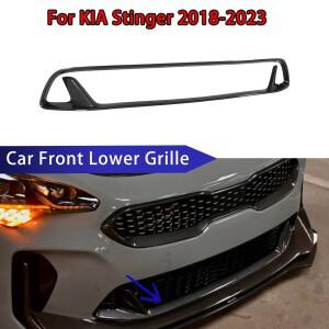 기아 스팅어 2018-2022 2023 프론트 로어 그릴 장식 스트립 레이싱 자동차 액세서리 글로시 블랙 카본 파이