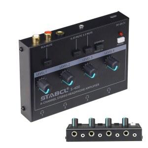 STABCL 4채널 헤드폰 스테레오/모노 스플리터 6.35mm RCA 3.5mm 스튜디오 녹음용 입력. 믹서 출력 4개.