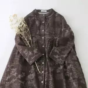 솔저스원피스 꽃 봄가을 순면 루즈핏 추동 여성원피스 프린트 긴팔 면사 정원 OPH3