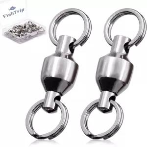스플릿 링이 있는 피시트립 낚시 회전 25/50pcs 볼 베어링 속도 클립 소금물용 스테인리스 퀵 체인지