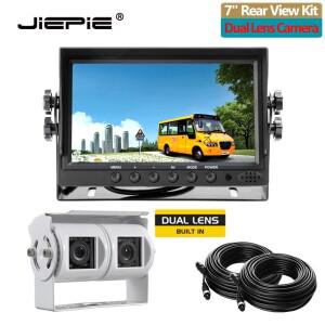 RV, 캠핑카, 트럭, 버스용 7인치 후방 모니터 트윈 카메라 후진 키트가 포함된 JIEPIE 듀얼 렌즈