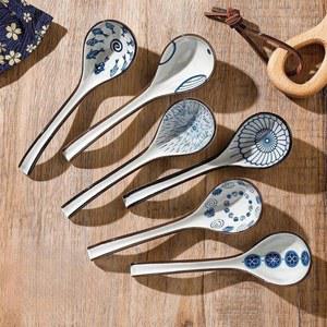 도자기스푼 6개세트 청화백자 스푼 세라믹 아이린도 업소용 다목적 스프스푼 우동 디저트스푼