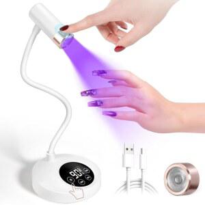 AOR UV LED 네일 램프 젤 네일용 충전식 넥 12W 퀵 드라이 라이트 부아티 드라이어 4 타이머 및 자동 센서 홈 DIY 화이트용 플래시