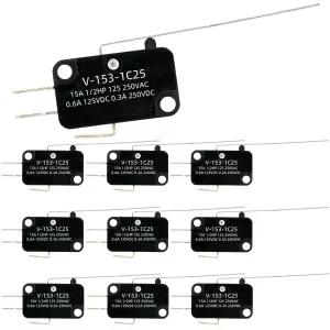 레버 V-153-1C25를 사용하는 MTDELE 10Pcs 마이크로 리미트 스위치 1NO 1NC SPDT 위치