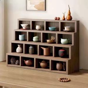 다기 보관함 소형 다도 그릇 원목 진열장 우드 선반 진열대