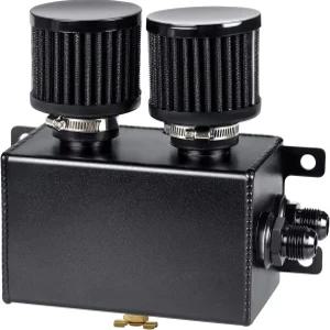 JDMON AN8 1.2L 듀얼 필터 엔진 오일 캐치 캔 탱크 대형 브리더 트윈 배플 저장소 블랙