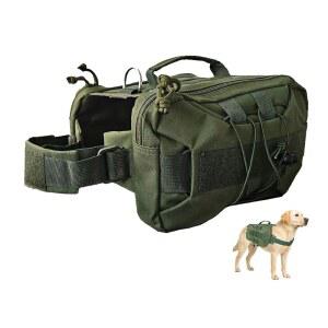 ZEUS URBAN 전술견 배낭 하네스 u2013 대형, 아미 그린, 넉넉한 사이드 포켓 2개 | 하이킹 및 캠핑용 방수 안장 가방, 튼튼한 조끼는 중대형견에게 적합