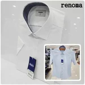 [레노마셔츠]반소매/슬림핏/활동성 편한 스판/카라 안 배색/남성 반팔 셔츠