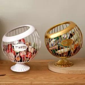 카미노아이  프리미엄 북유럽 엔틱 캡슐커피 사탕 과자 보관 바스켓 인테리어 스틸 보관함