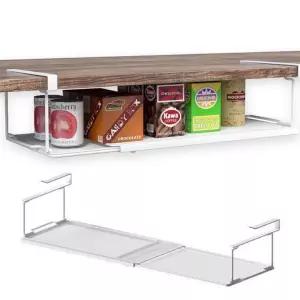 주방 정리 수납 공간 활용 길이 조절 선반 걸이 화이트 컵거치대 그릇 정리대 컵정리대