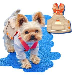 YorkieGogo 작은 탐험가 애완동물 조끼 - / 찻잔 개, 고양이, 동물 및 괴물을 위한 탈부착 가능한 백팩이 있는 하이-비스 야외 의상 | 겨울 가을 봄을 내구성과 따뜻함 (카키, XS)