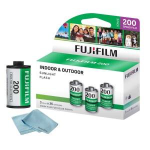 후지필름 200 컬러 네거티브 3팩 마이크로파이버 클리닝 필름 블루버드 세일 번들 노출 36개 35MM