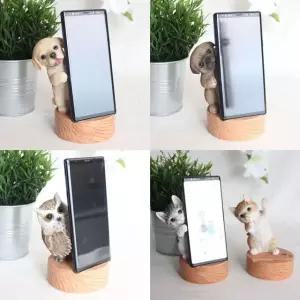 아기동물핸드폰거치대 강아지 고양이 부엉이 장식품