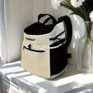 PUUROF 반려견 캐리어 백팩, 고양이 파우치, 소형견 프론트 안전벨트가 달린 통기성 메쉬 여행 여행, 하이킹, 자전거 타기, 야외 모험에 적합합니다