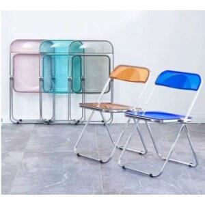 투명 접이식의자 간이의자 미니멀리즘 스터디카페 등받이의자 PC 가정용