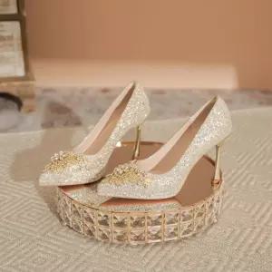 야무치 여사친 데일리룩 신발 힐펌프스 하이힐 샴페인 컬러의 크리스탈 슈즈 웨딩 스틸레토 힐 가보시 펌프