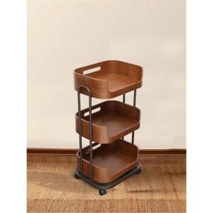 실 인테리어 우드 선반 오크 모던 라탄 거실 탁상 카트 트레이 가정용 멀티