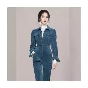 피콜로 여자 데일리룩 바지 점프슈트 터틀넥 포켓 어누룩 패션 버튼 조임 긴팔 KUK1