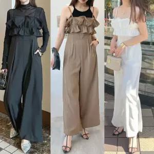 피콜로 여자 데일리룩 바지 점프슈트 끈 캐주얼 롱 KUK1