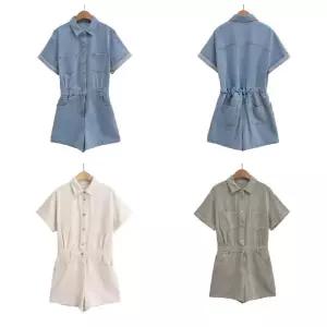 피콜로 여자 데일리룩 바지 점프슈트 봄 스트리트 싱글 데님 KUK1