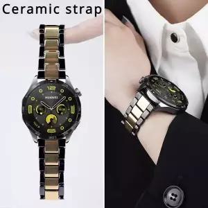 호환  화웨이 GT4 용 세라믹 스트랩 교체용 스테인리스 스틸 블랙 골드 컬러 버즈 GT4 GT3 GT2 46mm 22mm