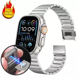 호환   워치 스트랩 울트라 3 49MM용 티타늄 밴드 마그네틱 노먼 버클 브레이슬릿 iWatch 시리즈 1110 46MM