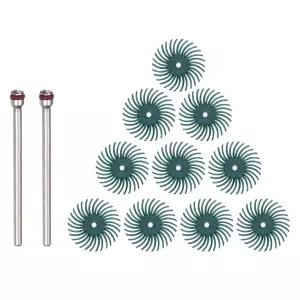 하핑턴 10pcs 방사형 브리스틀 디스크 세트 1 80 그릿 디테일 연마 브러시 키트 갭 휠 모음 1/8 맨드렐