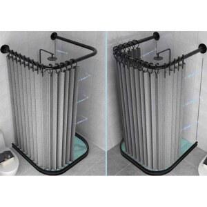 간이샤워부스 커튼봉 방수커튼 그레이 CM 높이 욕실칸막이 가림막 청결 천정형 화이트